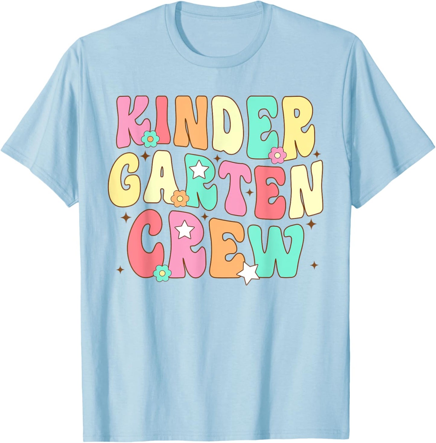 Kinder Teacher Squad Groovy Kindergarten Crew Men Women Girls Kids T-Shirt - T-Shirt | Light Blue