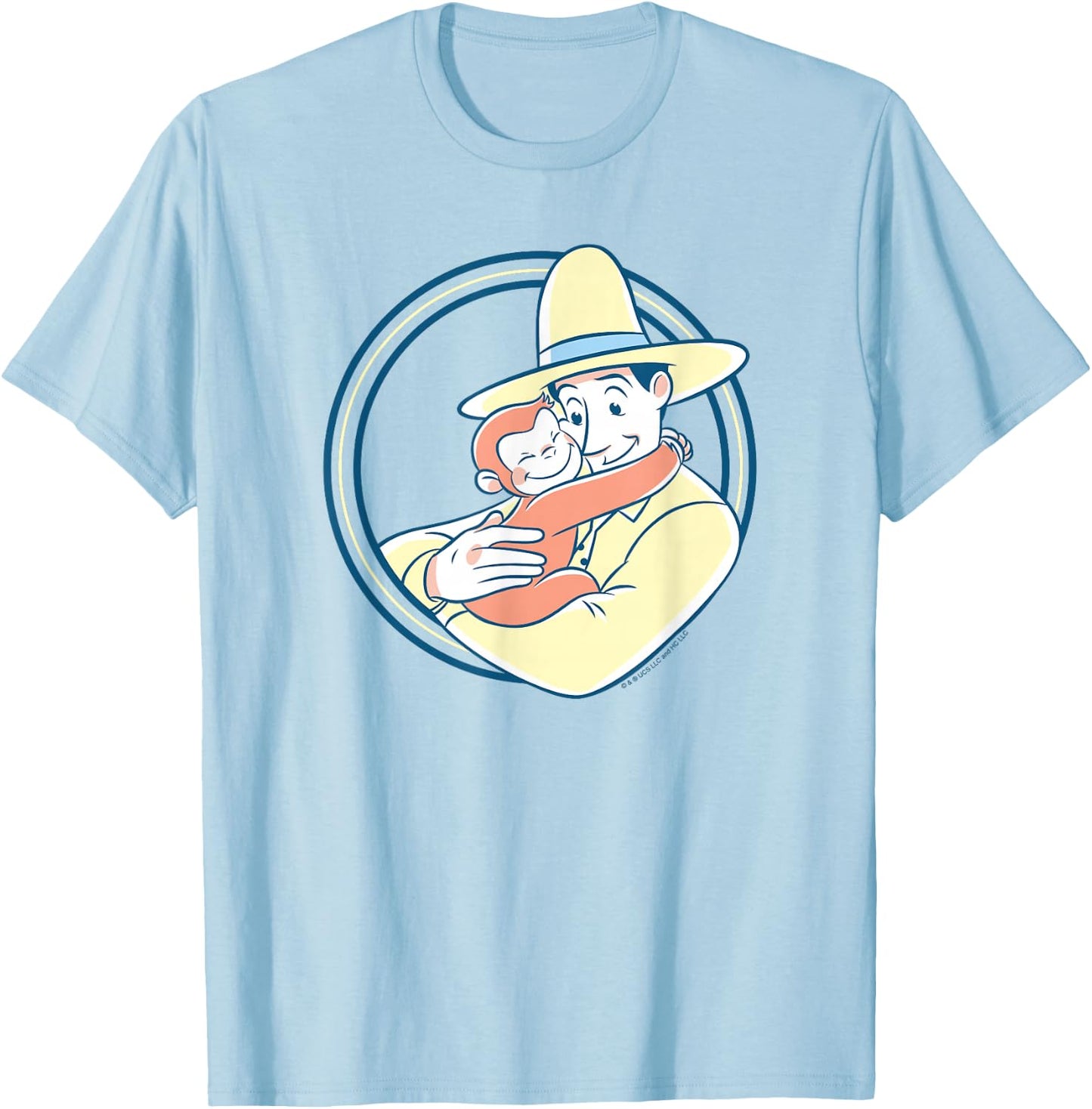 Curious George The Man with the Yellow Hat Hug T-Shirt - T-Shirt | Light Blue