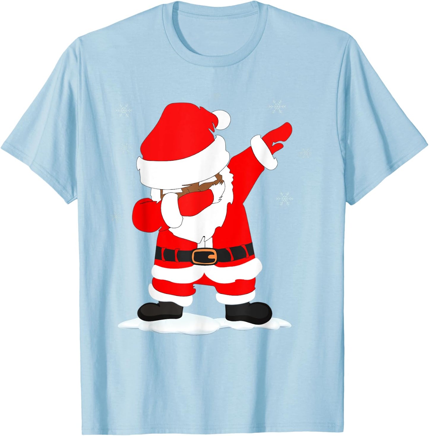 Funny Christmas Black Brown DABBING SANTA T-Shirt - T-Shirt | Light Blue