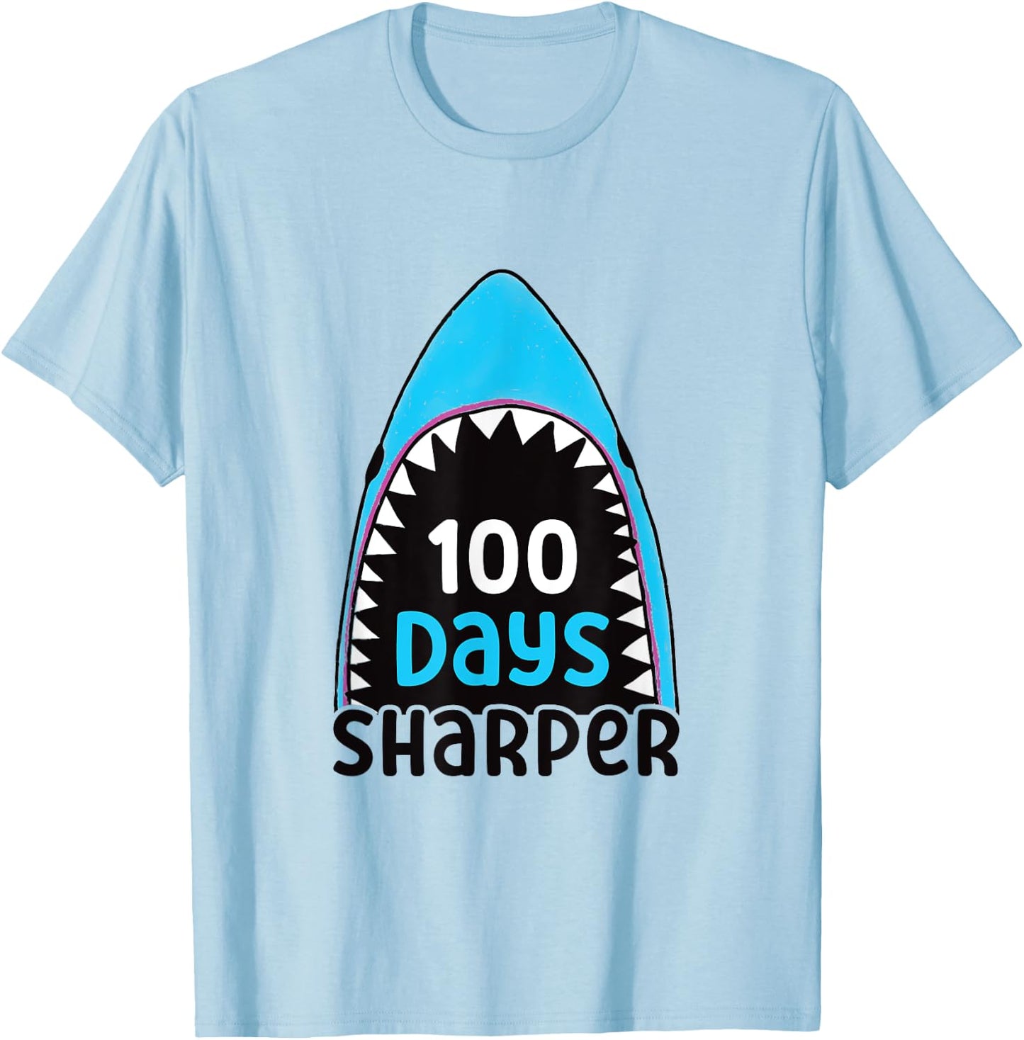 100 Days Sharper Boys Shark 100th Day of School T-Shirt - T-Shirt | Light Blue