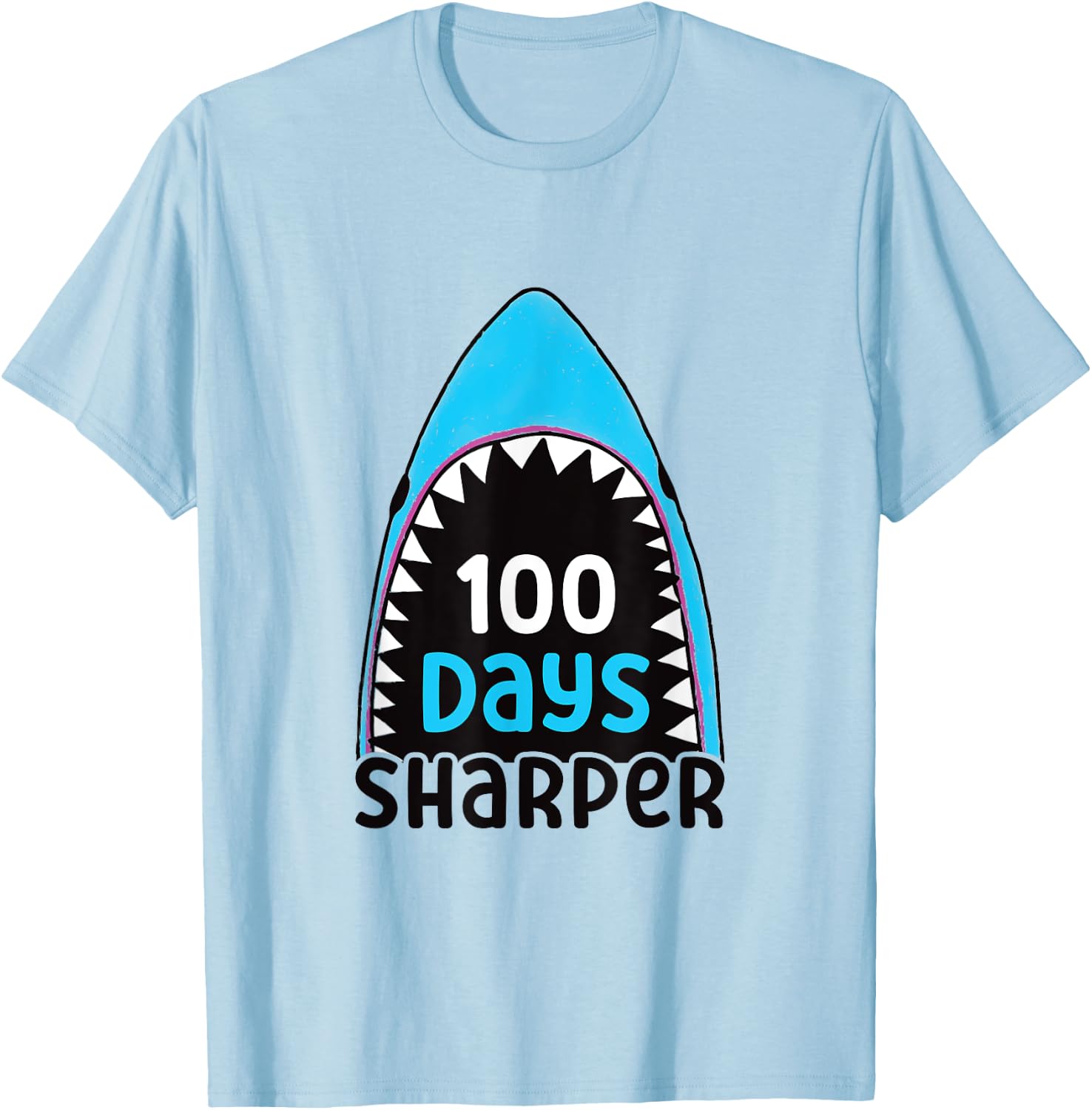 100 Days Sharper Boys Shark 100th Day of School T-Shirt - T-Shirt | Light Blue