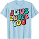 Jesus Loves You Retro Vintage Style Graphic Men T-Shirt - T-Shirt | Light Blue