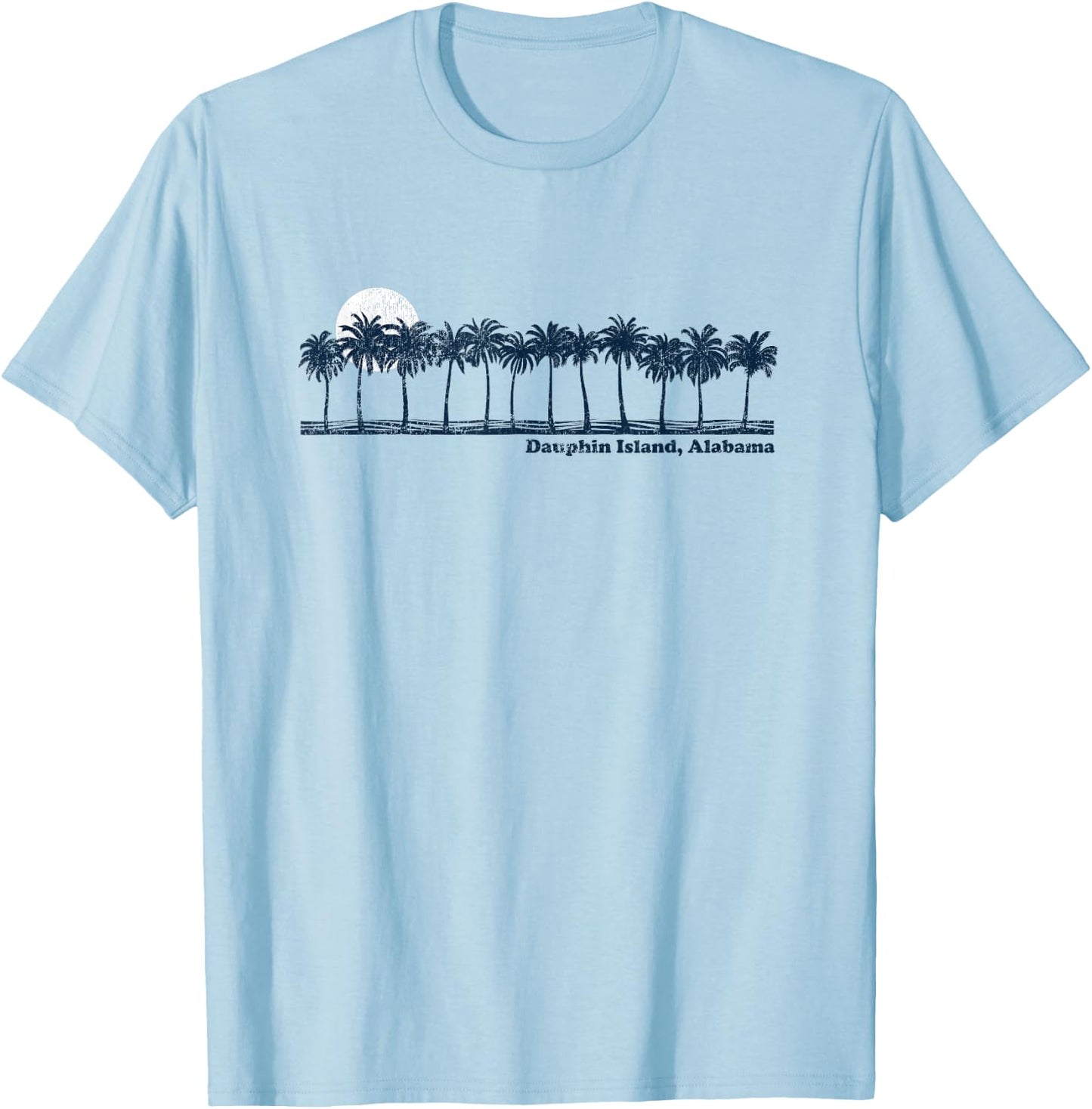 Dauphin Island Vintage 70s Retro Throwback Design T-Shirt - T-Shirt | Light Blue