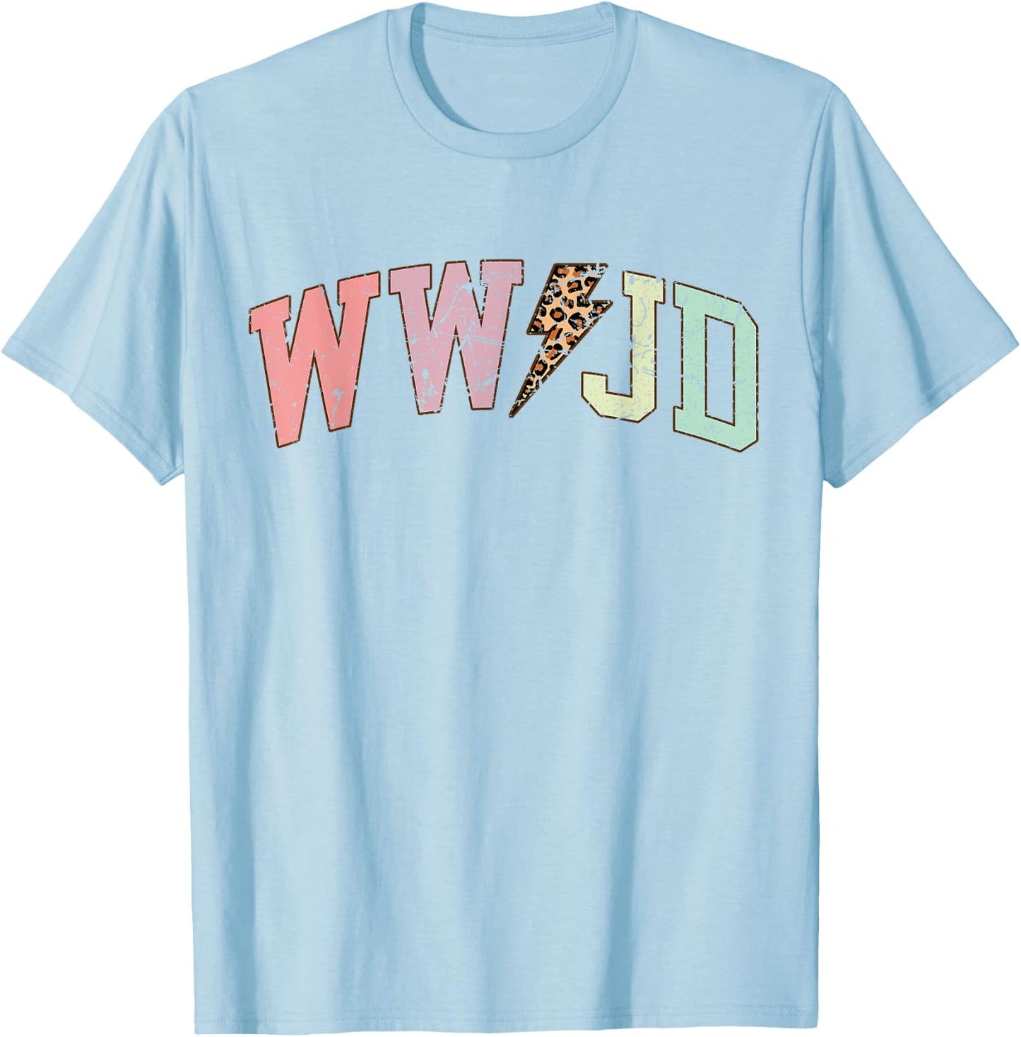 WWJD What Would Jesus Do Christian Bible Vintage Leopard T-Shirt - T-Shirt | Light Blue