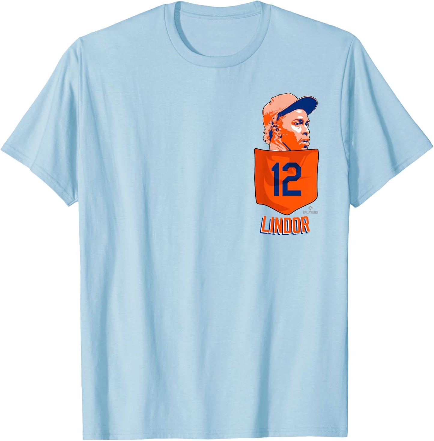 Francisco Lindor New York Baseball Pocket MLBPA T-Shirt - T-Shirt | Light Blue