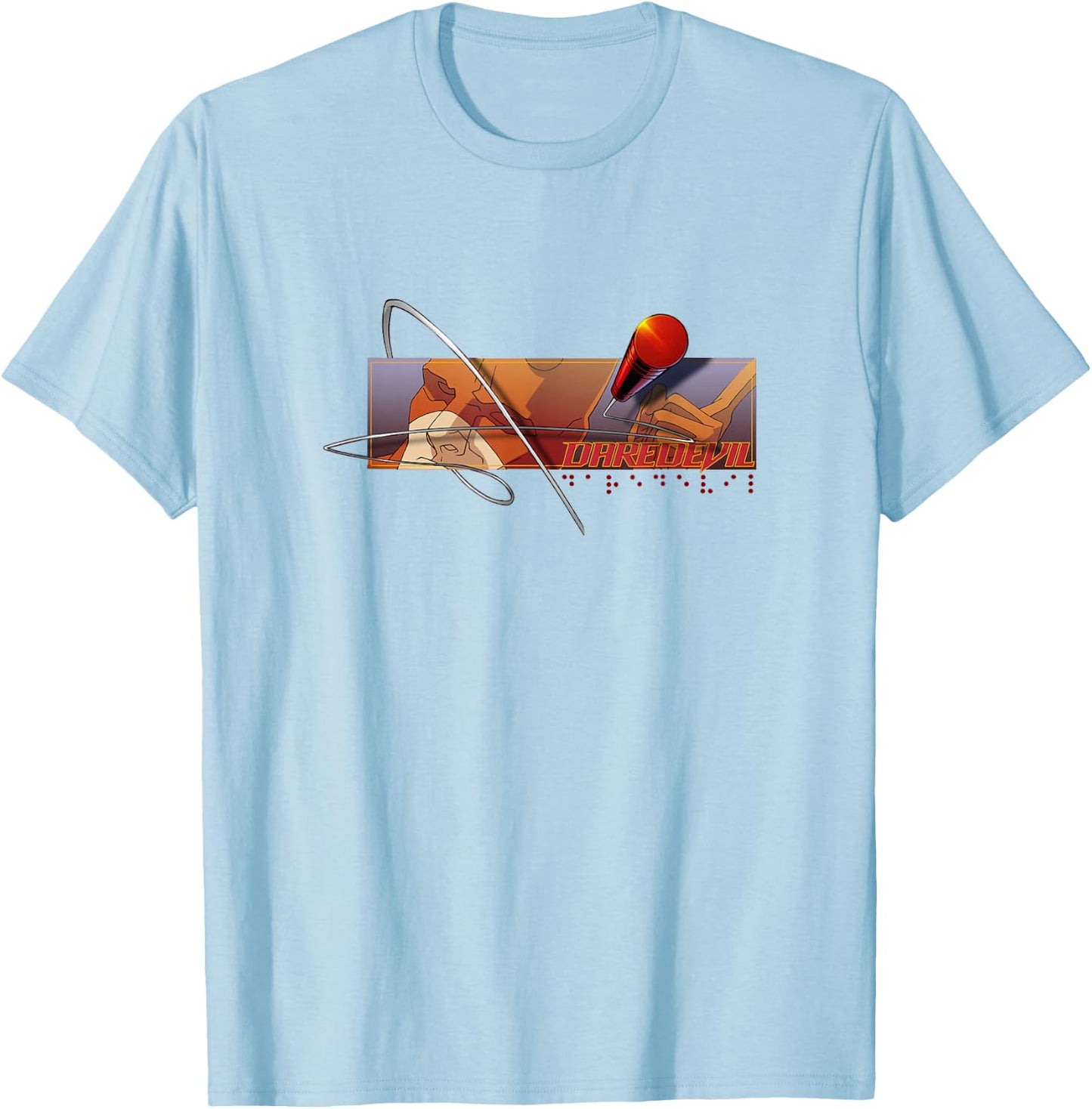 Marvel Comics Retro Classic Daredevil Braille Club Logo T-Shirt - T-Shirt | Light Blue
