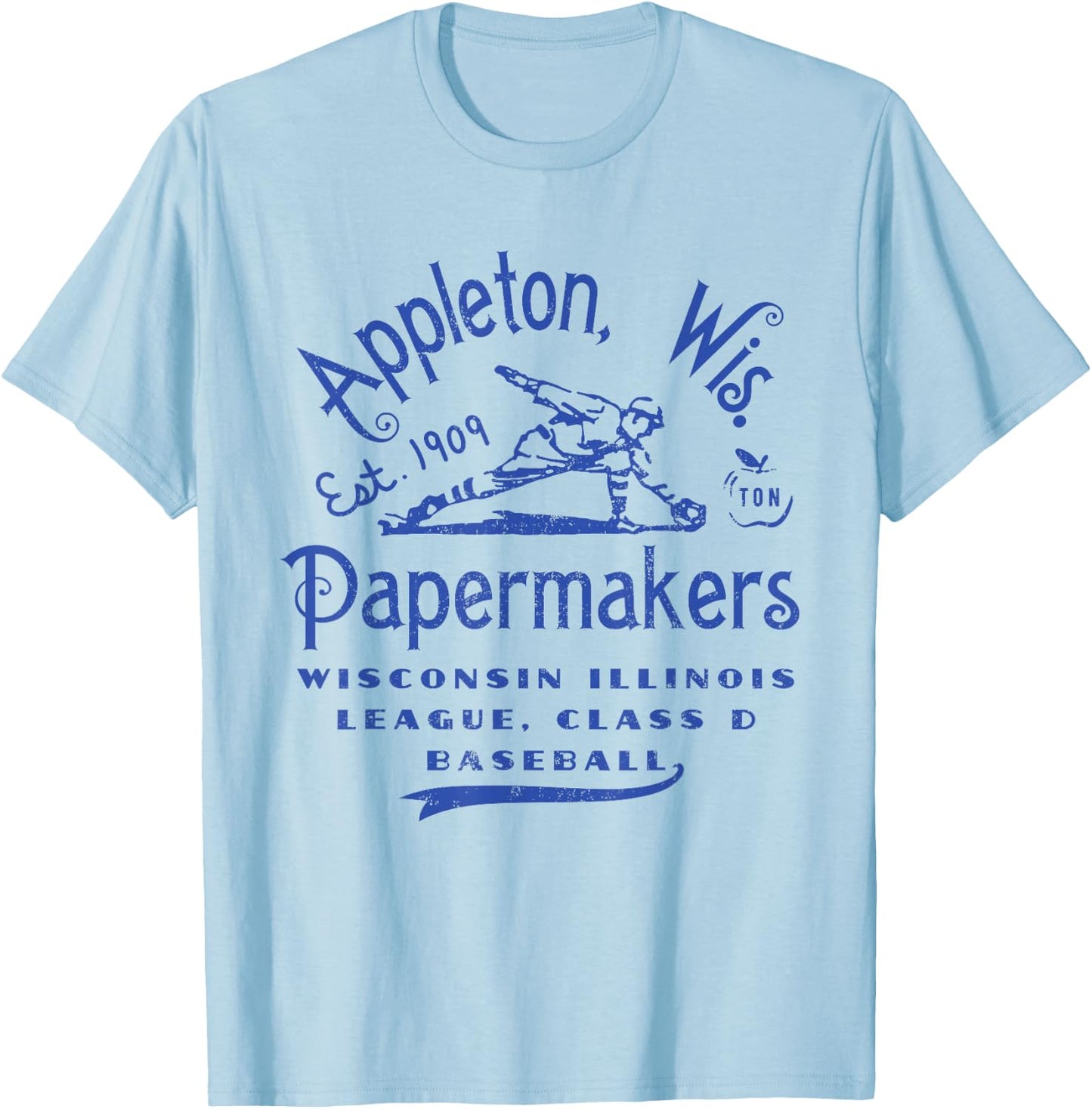 Appleton Papermakers Wisconsin Vintage Defunct Baseball T-Shirt - T-Shirt | Light Blue