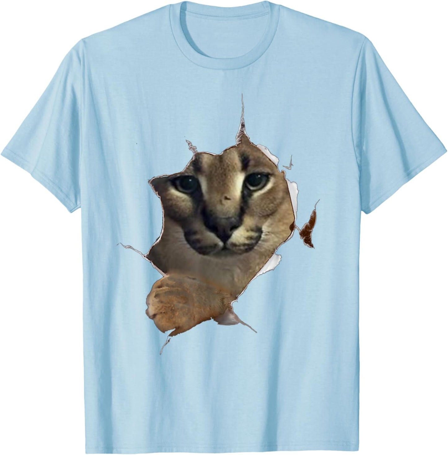 Big Floppa Meme Cat T-Shirt - T-Shirt | Light Blue