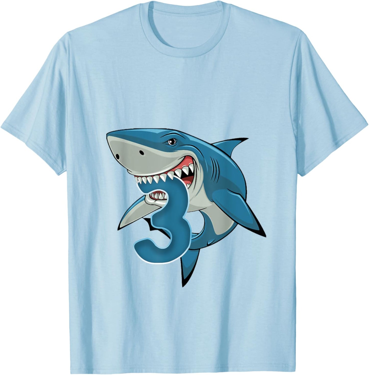 Kids 3rd Birthday Shark 3 Years Old Birthday Shark Theme T-Shirt - T-Shirt | Light Blue