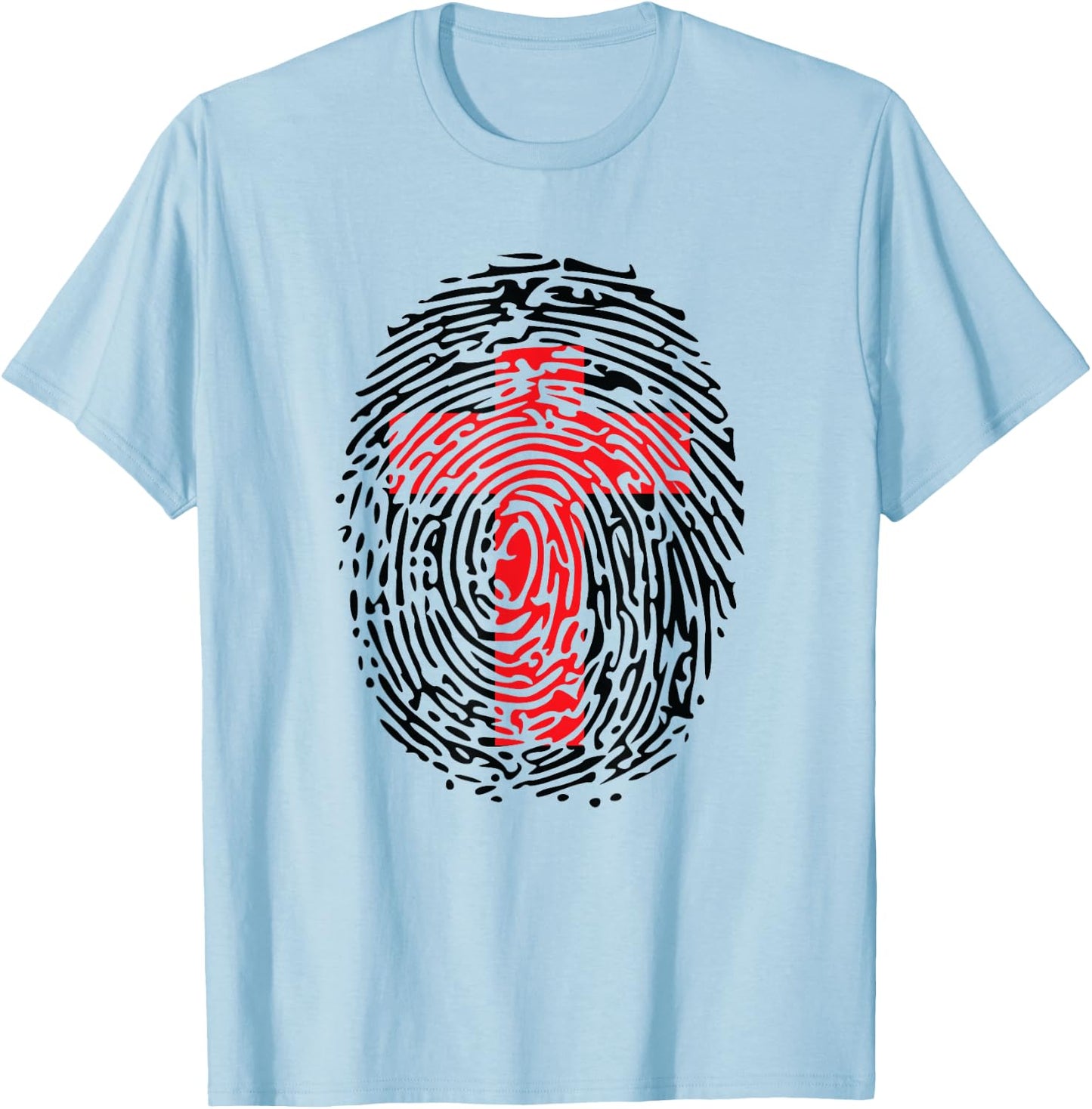 Christian Cross Fingerprint of Christ T-Shirt - T-Shirt | Light Blue