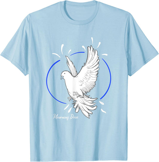 Beautiful Flying Peaceful White Mourning Dove Bird T-Shirt - T-Shirt | Light Blue
