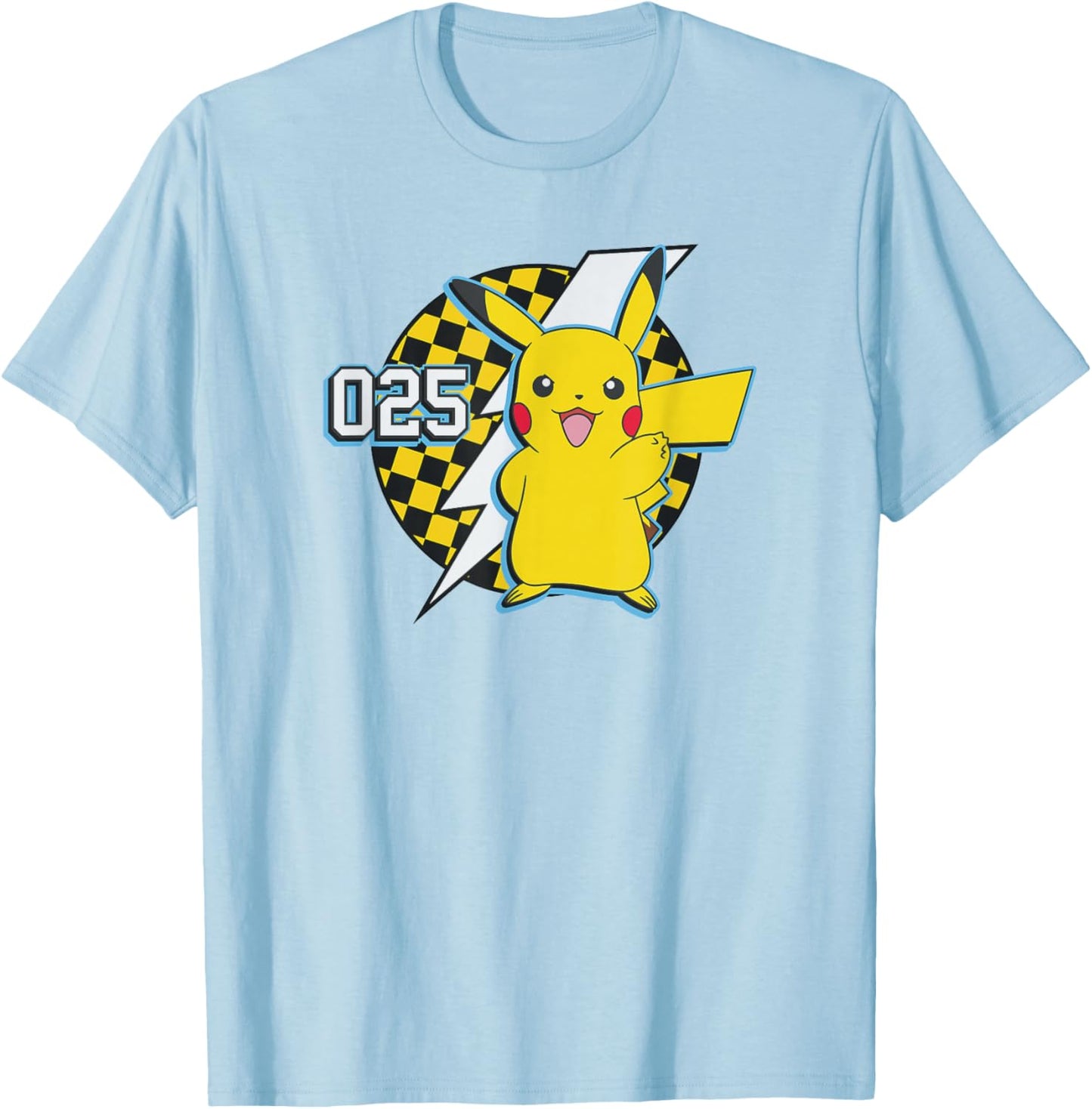Pokémon Pikachu 025 Pika Racer Number Logo T-Shirt - T-Shirt | Light Blue