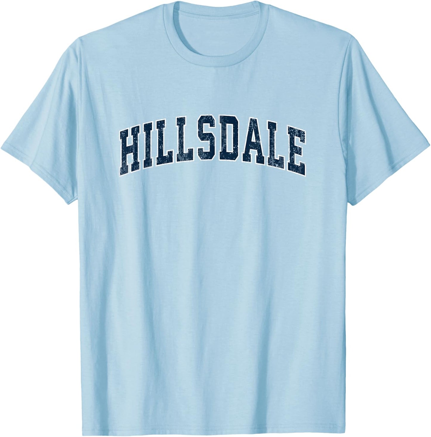 Hillsdale New Jersey NJ Vintage Sports Design Navy Design T-Shirt - T-Shirt | Light Blue