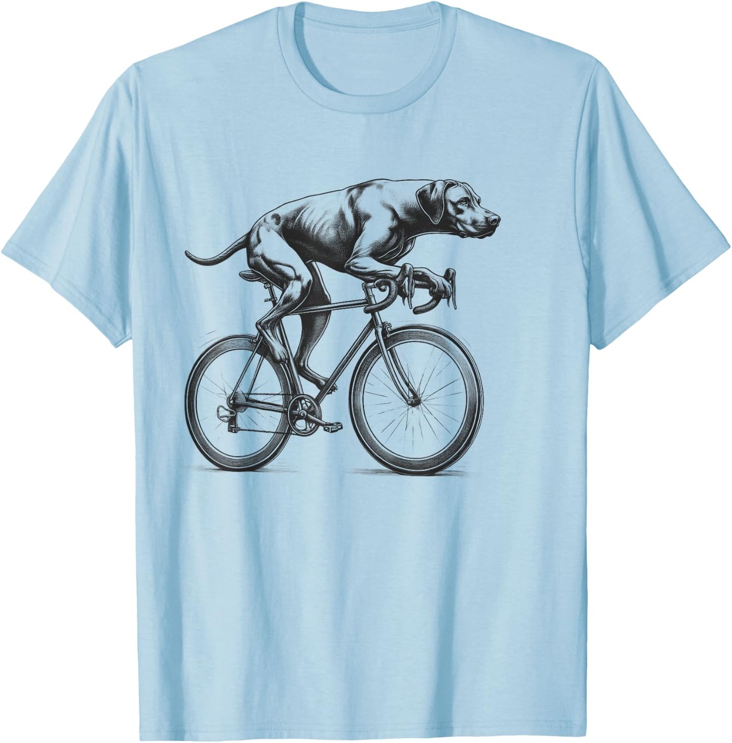 Rhodesian Ridgeback Dog Riding a Bike Bicycle Biker Cycling T-Shirt - T-Shirt | Light Blue
