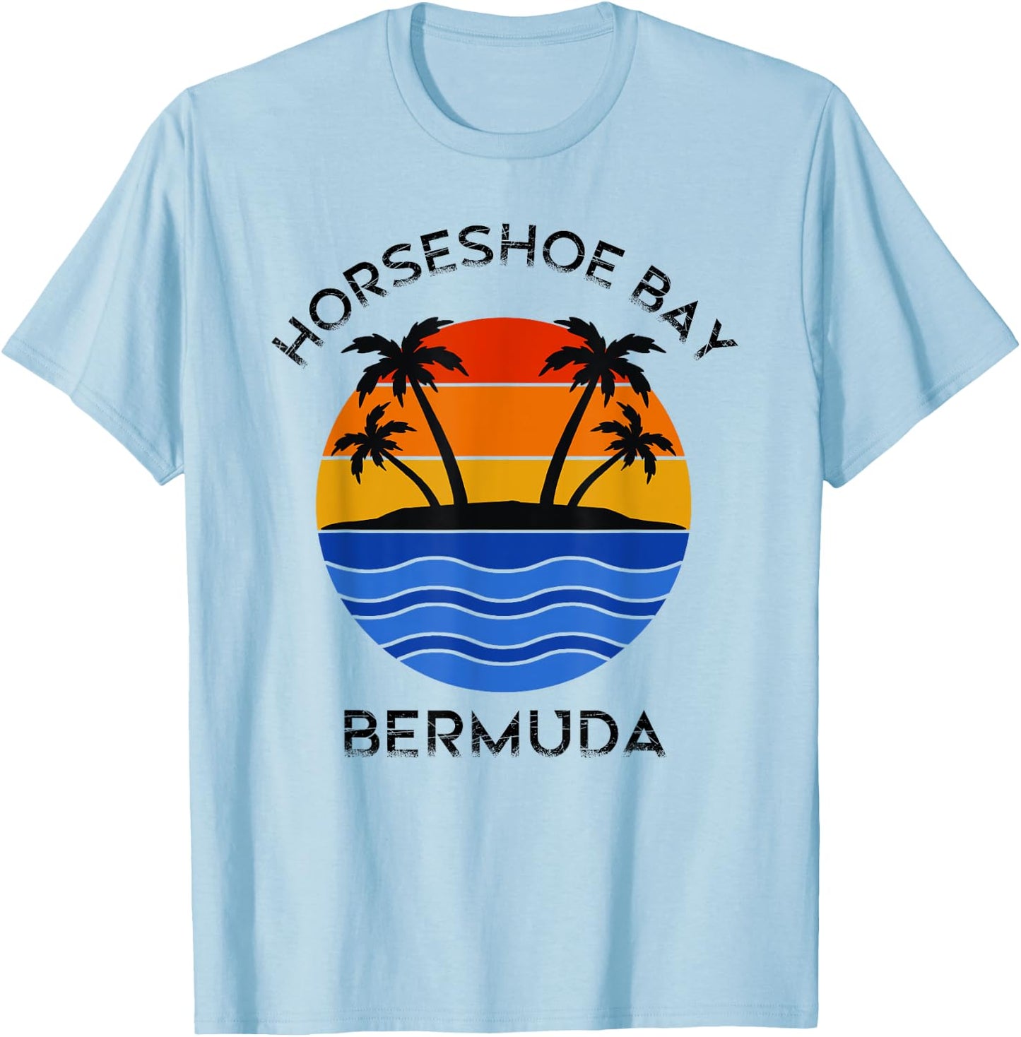 Bermuda Lover's Retro "Horseshoe Bay, Bermuda" Apparel T-Shirt - T-Shirt | Light Blue