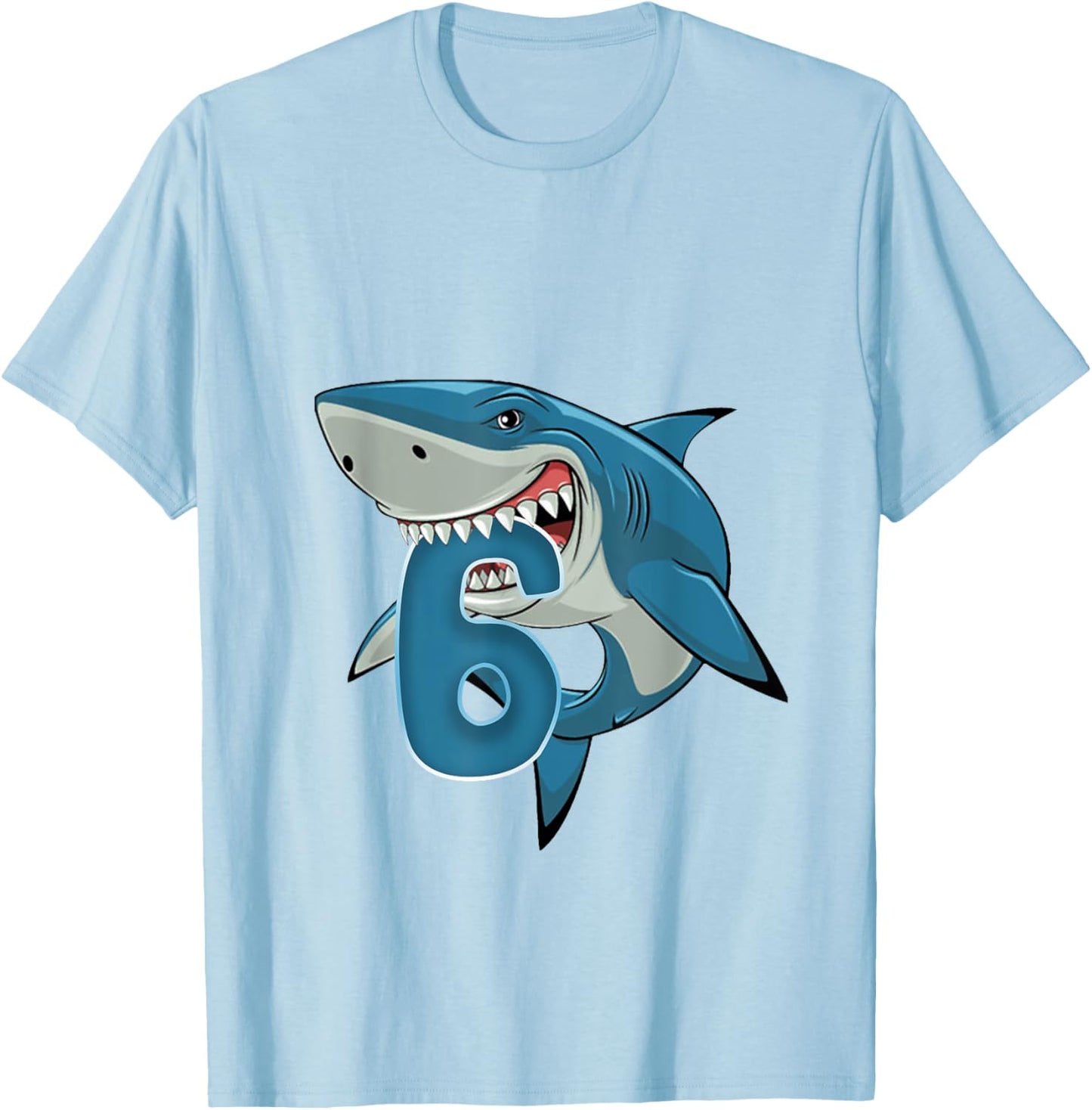 6th Birthday Shark 6 Year Old Birthday Shark Theme Party T-Shirt - T-Shirt | Light Blue
