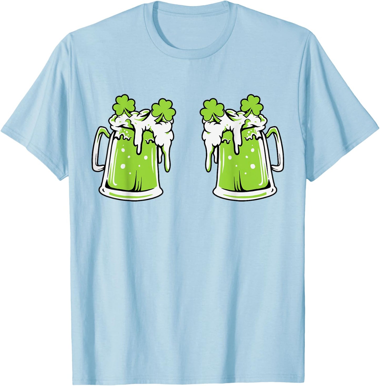 Funny St Patricks Day Drinking Irish Shamrock Green Beer Mug T-Shirt - T-Shirt | Light Blue