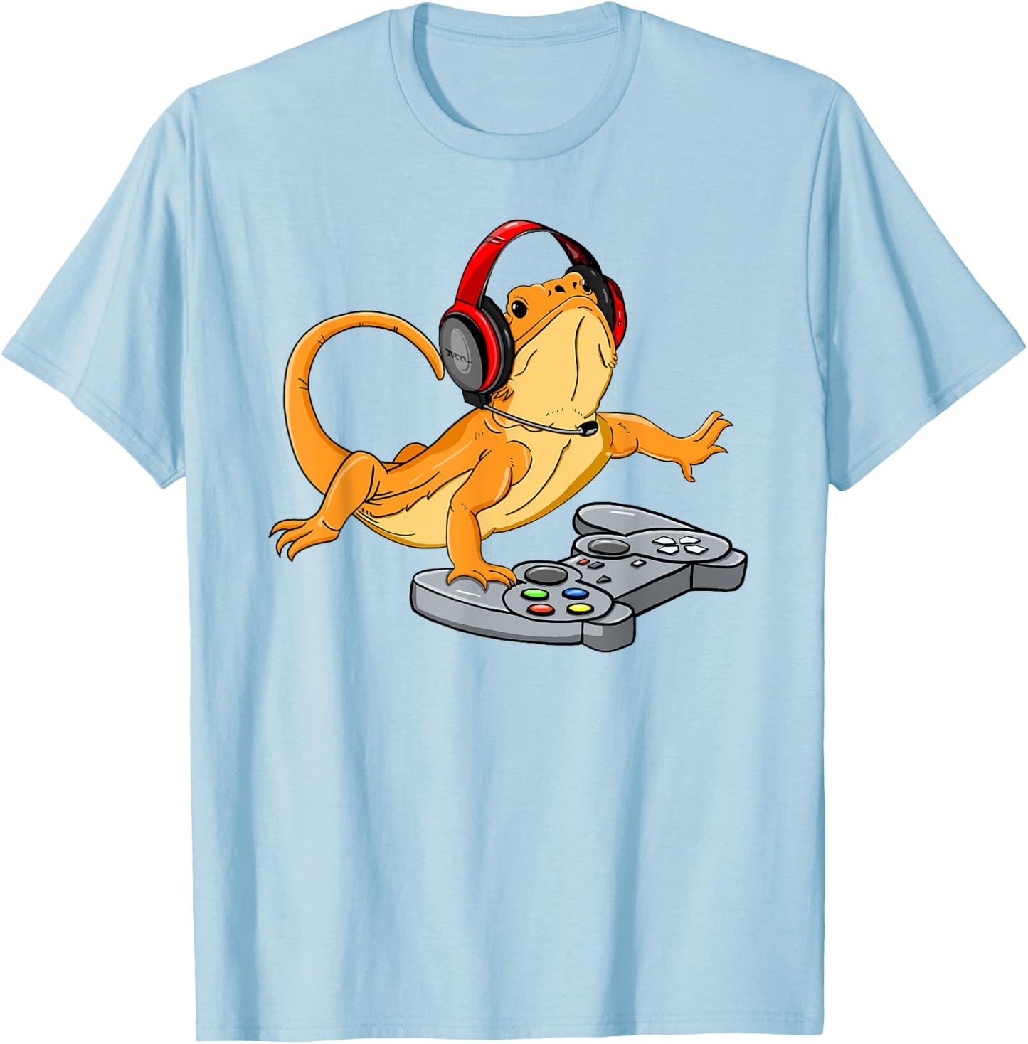 Bearded Dragon Gamer Video Game Gecko Lizard T-Shirt - T-Shirt | Light Blue