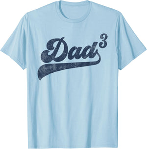 Dad3 Dad Cubed Gifts Father Of Three Daddy 3 Third Time Dad T-Shirt - T-Shirt | Light Blue