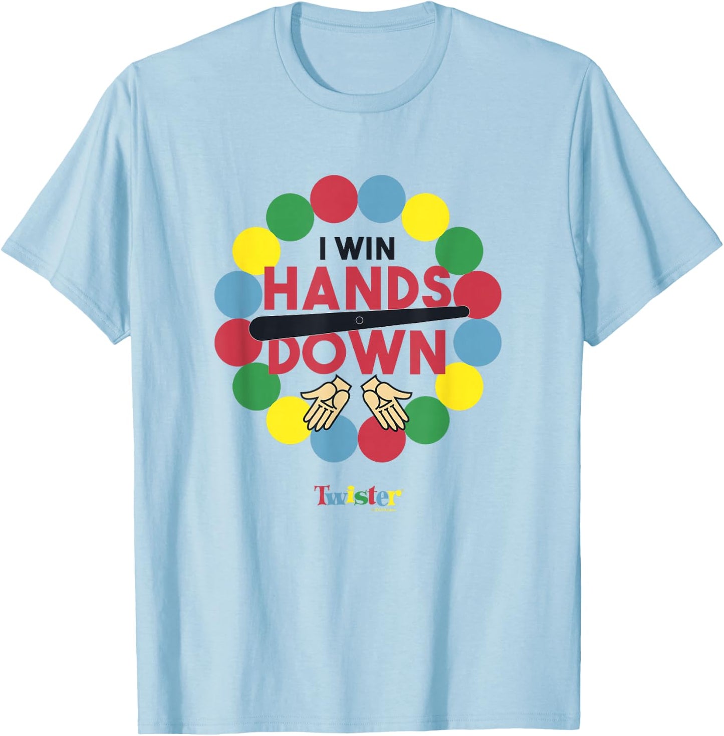 Twister Vintage Retro I Win Hands Down Classic Game Logo T-Shirt - T-Shirt | Light Blue