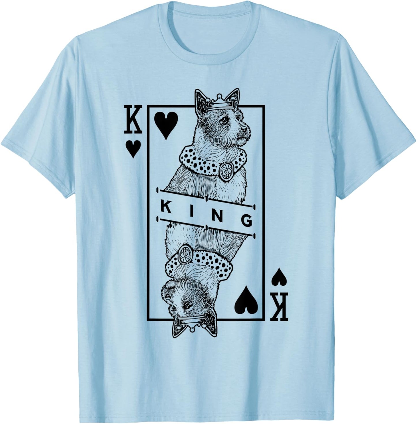Portuguese Podengo Pequeno King Of Hearts Funny Dog Lover T-Shirt - T-Shirt | Light Blue