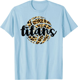 Titans Volleyball Team Leopard Mascot School Spirit Game T-Shirt - T-Shirt | Light Blue