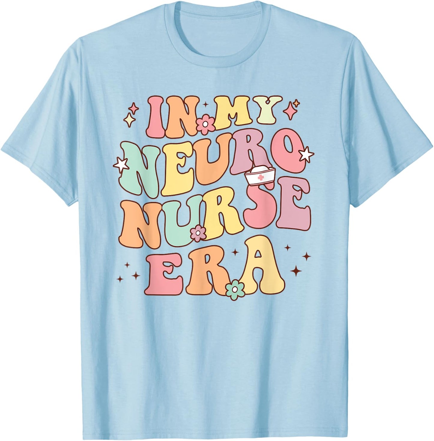 In My Neuro Nurse Era Retro Neuroscience Neurology Nursing T-Shirt - T-Shirt | Light Blue