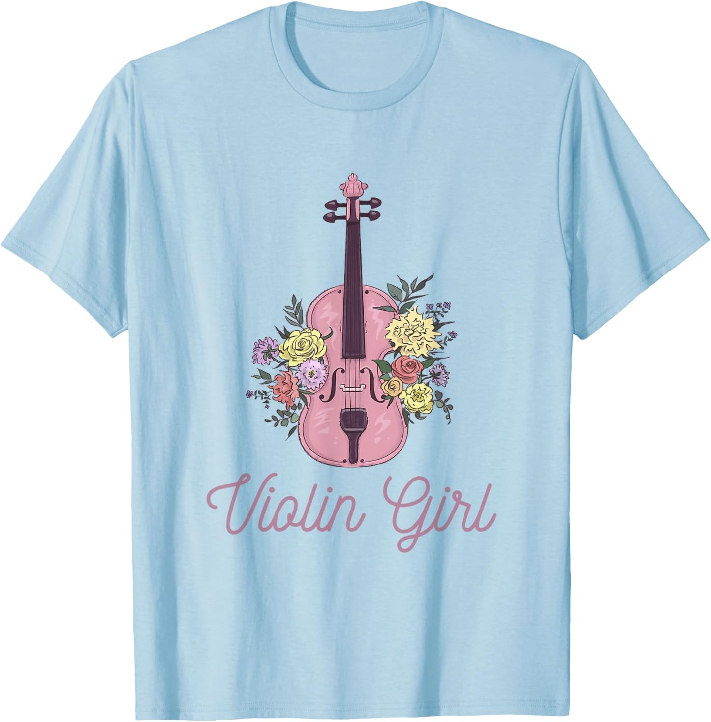 Violin with Flowers Accessory Violin Girl T-Shirt - T-Shirt | Light Blue