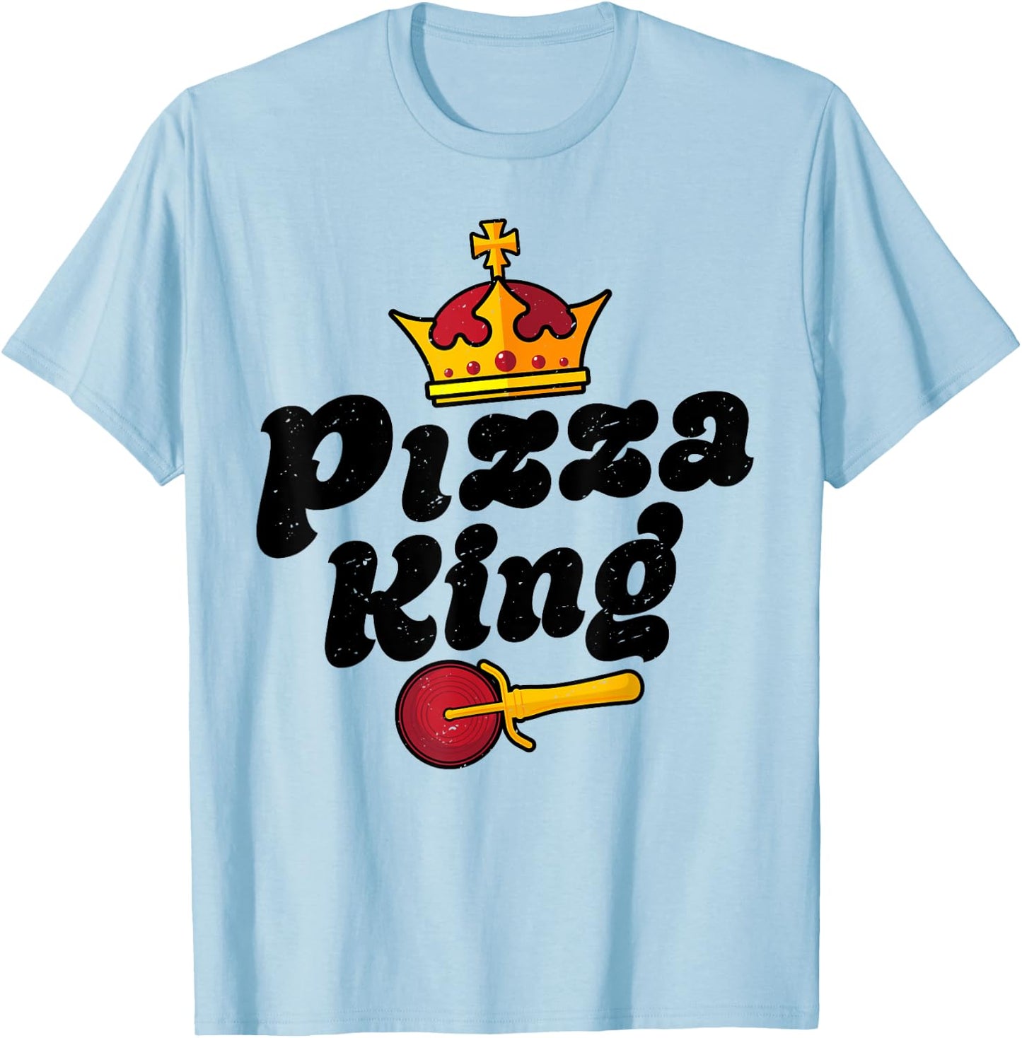 Pizza King Funny Men Boys Italian Food Lovers Retro Vintage T-Shirt - T-Shirt | Light Blue