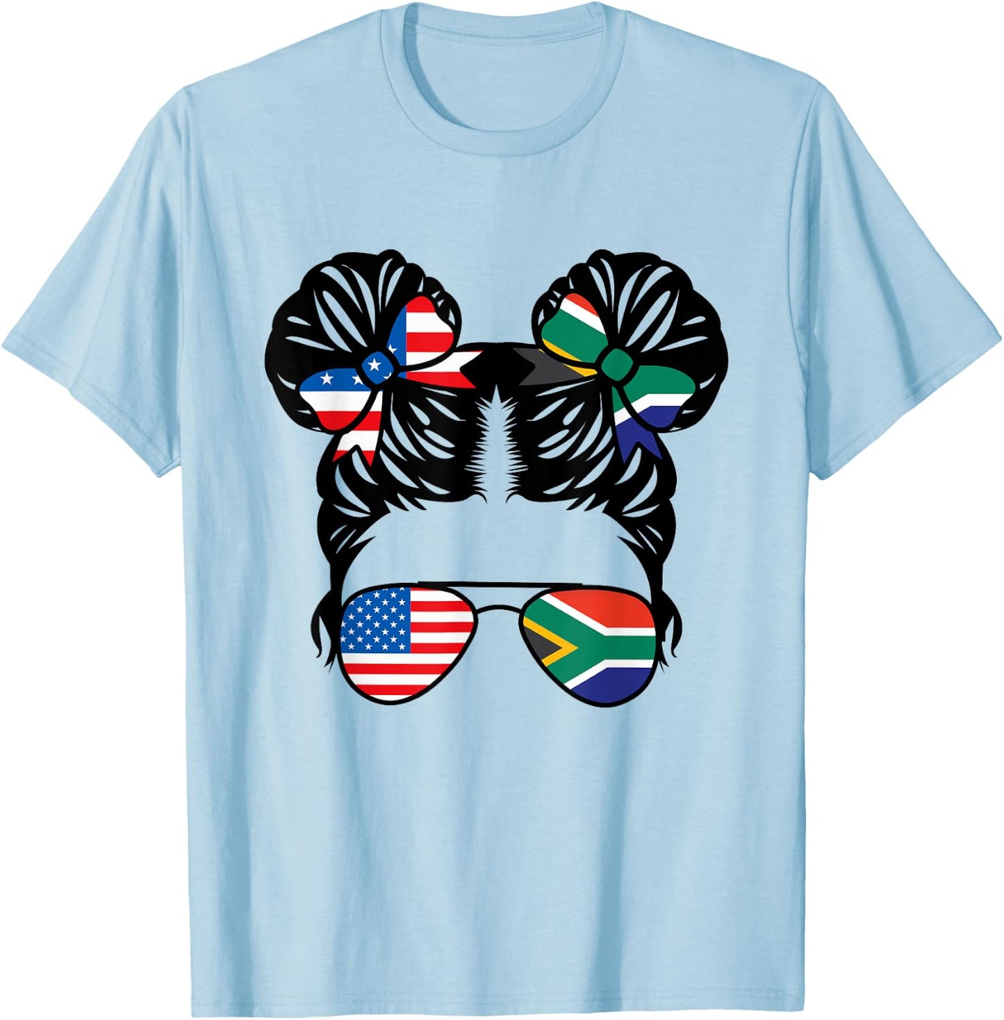 Half American South African Girl USA Africa Flag Patriot T-Shirt - T-Shirt | Light Blue