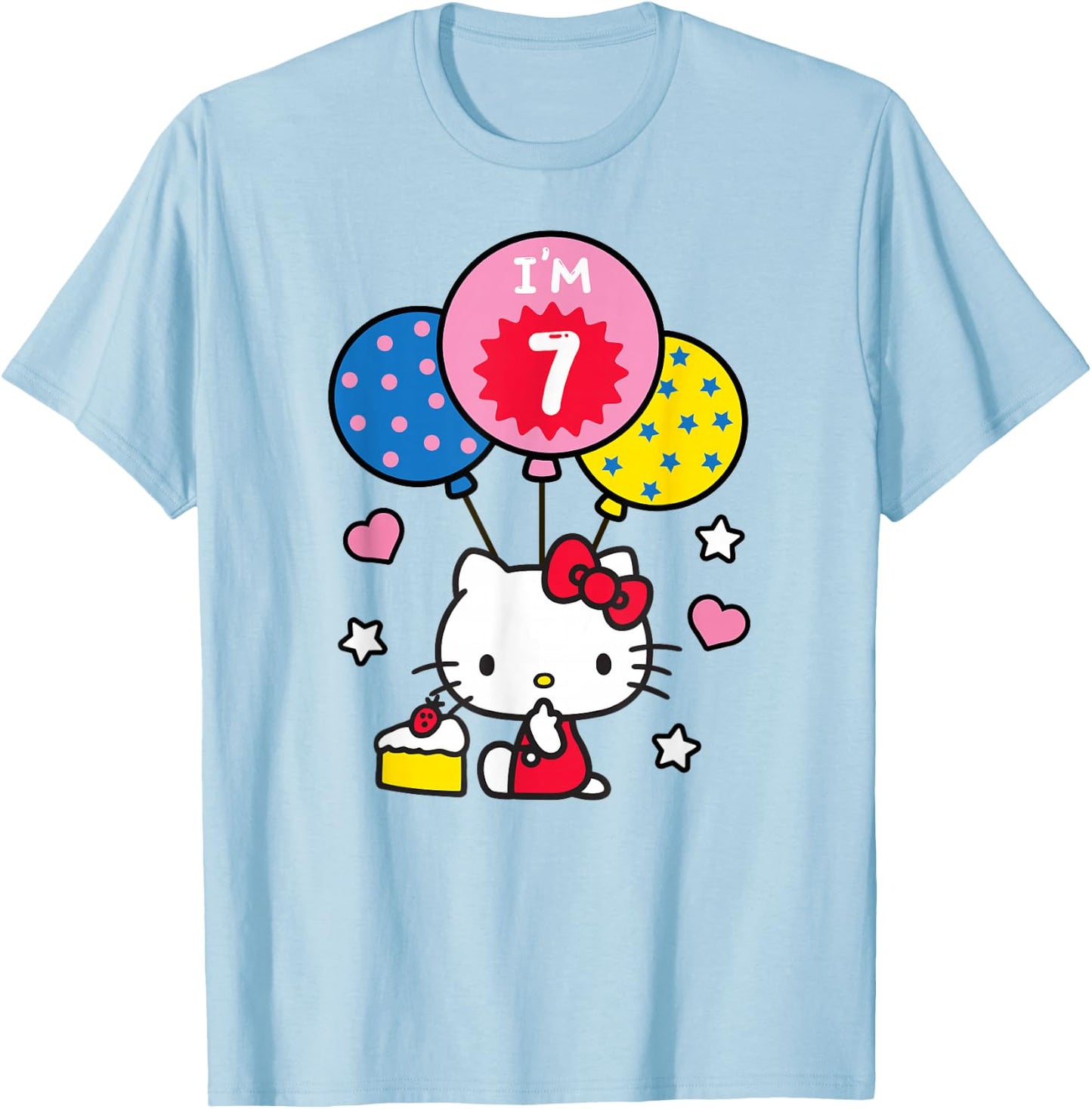 Hello Kitty I'm 7 Birthday T-Shirt - T-Shirt | Light Blue