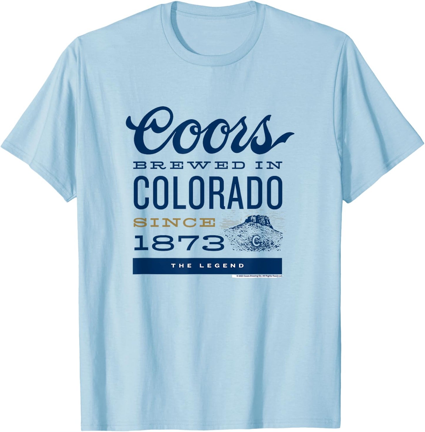Coors Brewing Company Coors Brewed In Colorado Retro Poster T-Shirt - T-Shirt | Light Blue