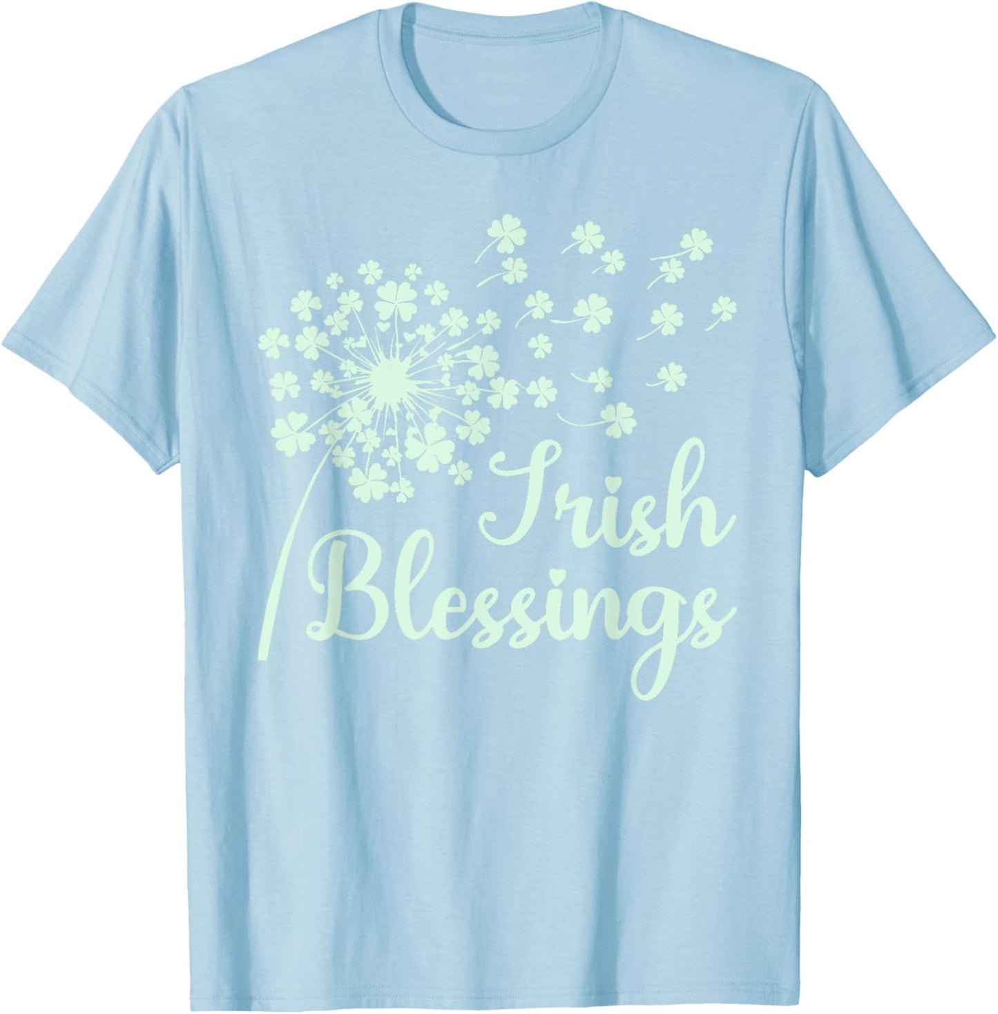 Irish Blessings Dandelion Blowing Shamrocks Celtic Heritage T-Shirt - T-Shirt | Light Blue