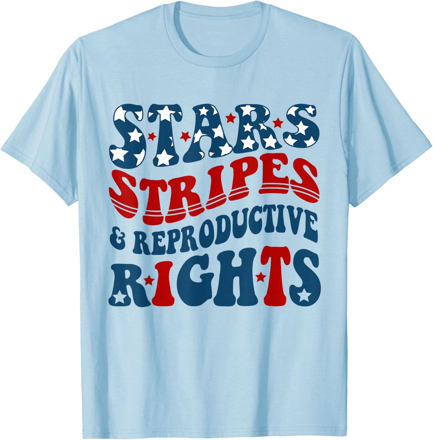 Stars Stripes Reproductive Rights America Flag T-Shirt - T-Shirt | Light Blue
