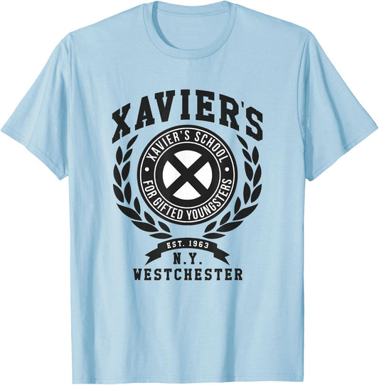 Marvel X-Men Xavier's School for Gifted Youngsters N.Y. Logo T-Shirt - T-Shirt | Light Blue