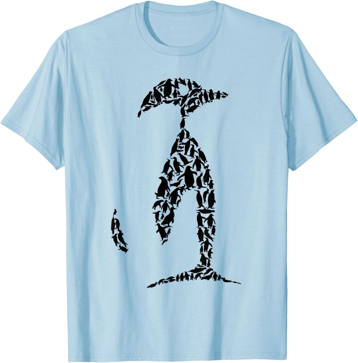 Silhouette Penguins for Penguin Lover | Penguin T-Shirt - T-Shirt | Light Blue