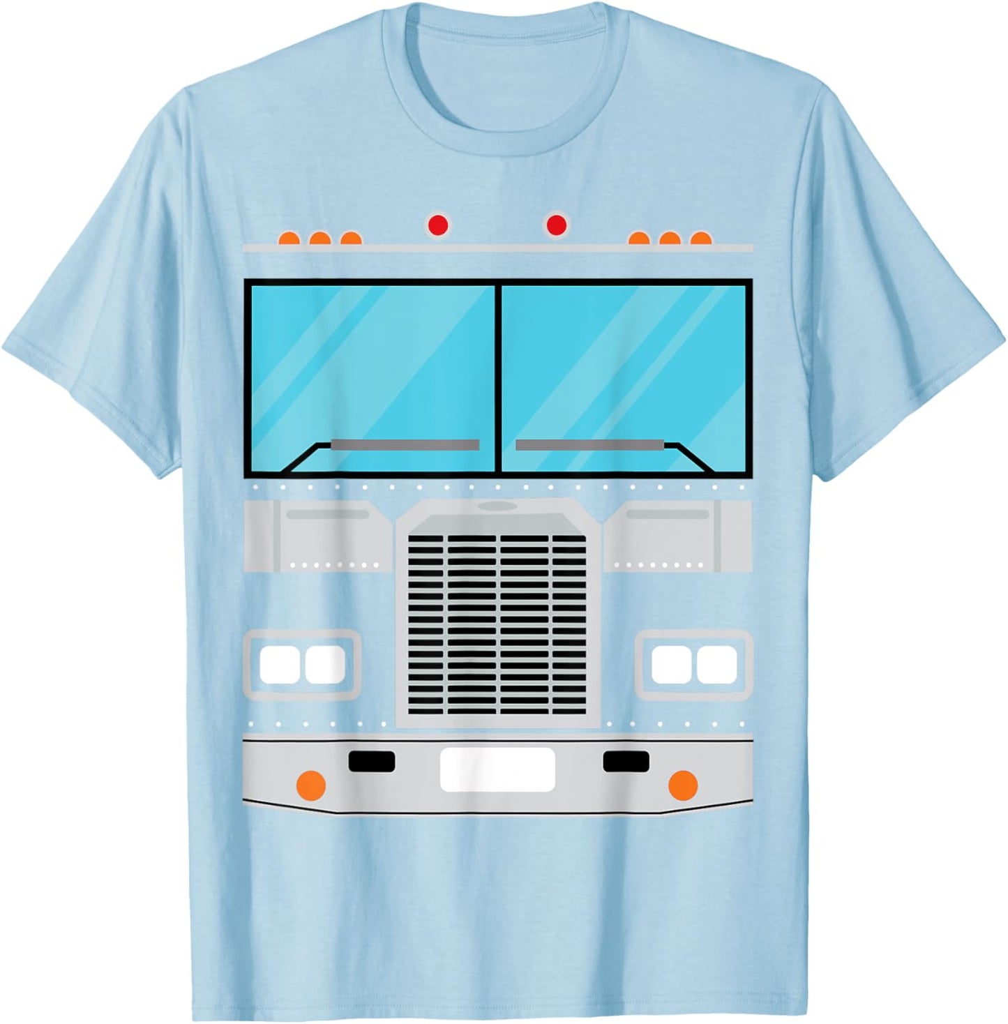 Semi Truck Costume Simple Easy Halloween Group Costume T-Shirt - T-Shirt | Light Blue