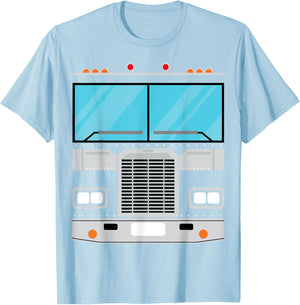 Semi Truck Costume Simple Easy Halloween Group Costume T-Shirt - T-Shirt | Light Blue