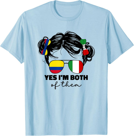 Half Italian And Colombian Colombia Italy Flag Kids Girl T-Shirt - T-Shirt | Light Blue