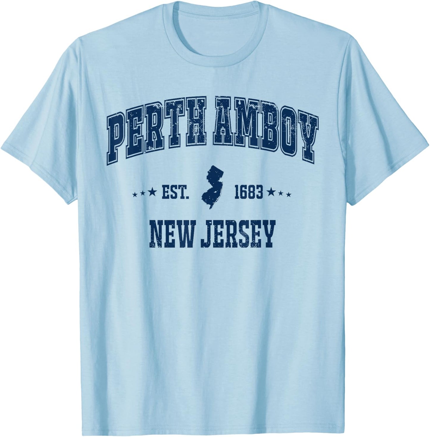 Perth Amboy New Jersey NJ Vintage Navy Sports Athletic T-Shirt - T-Shirt | Light Blue