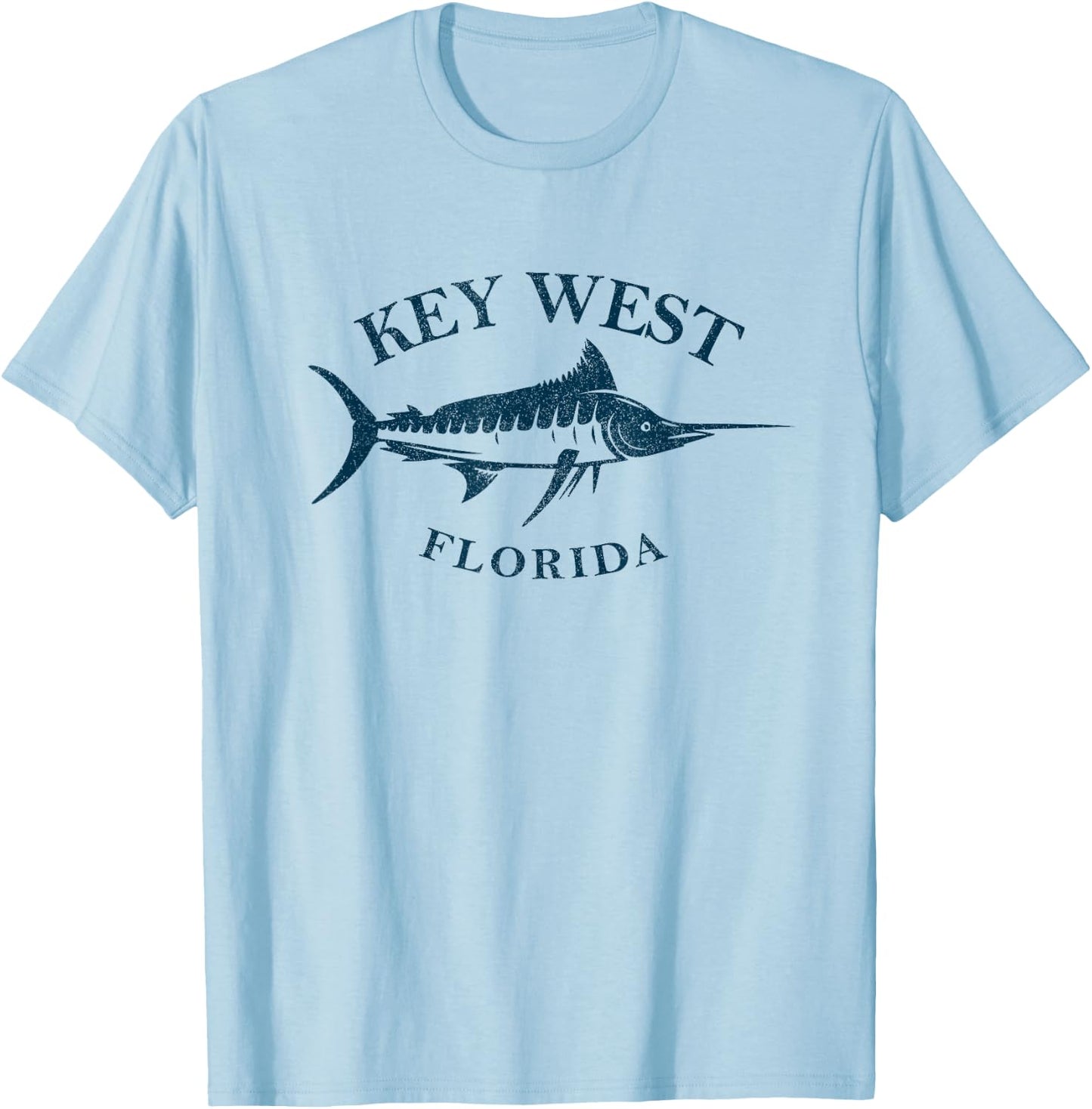 Vintage Key West Florida Keys Fishing Vacation Boating Beach T-Shirt - T-Shirt | Light Blue