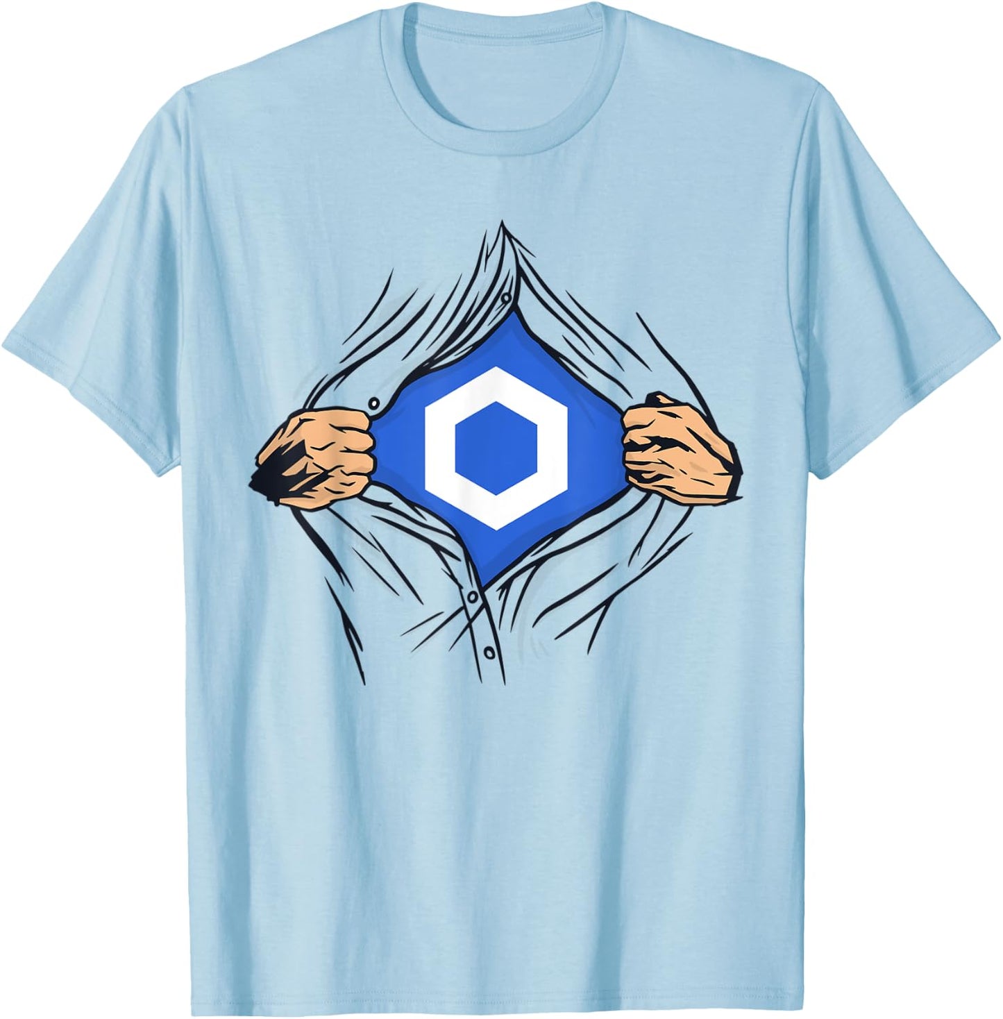 Chainlink LINK Crypto Tear Open Costume Cryptocurrency Funny T-Shirt - T-Shirt | Light Blue
