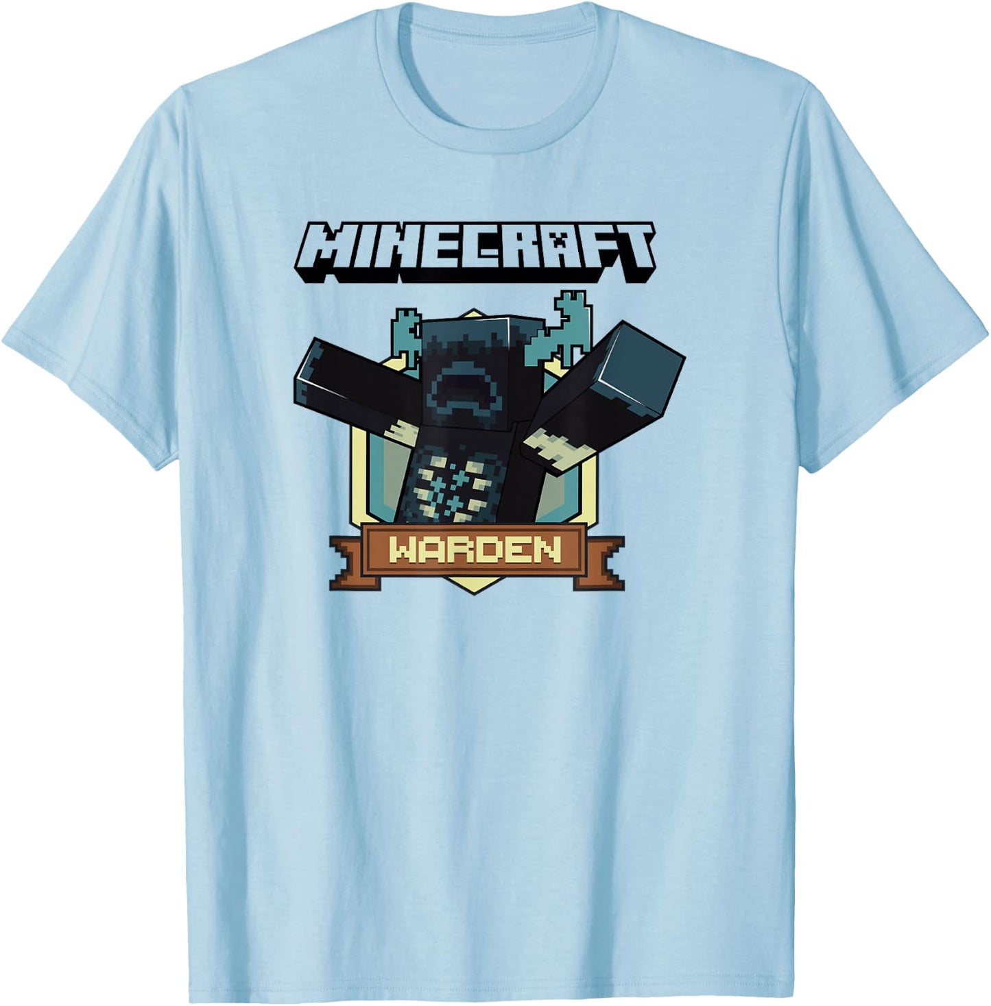 Minecraft Sculk Shriekers Hostile Mob Warden Badge T-Shirt - T-Shirt | Light Blue