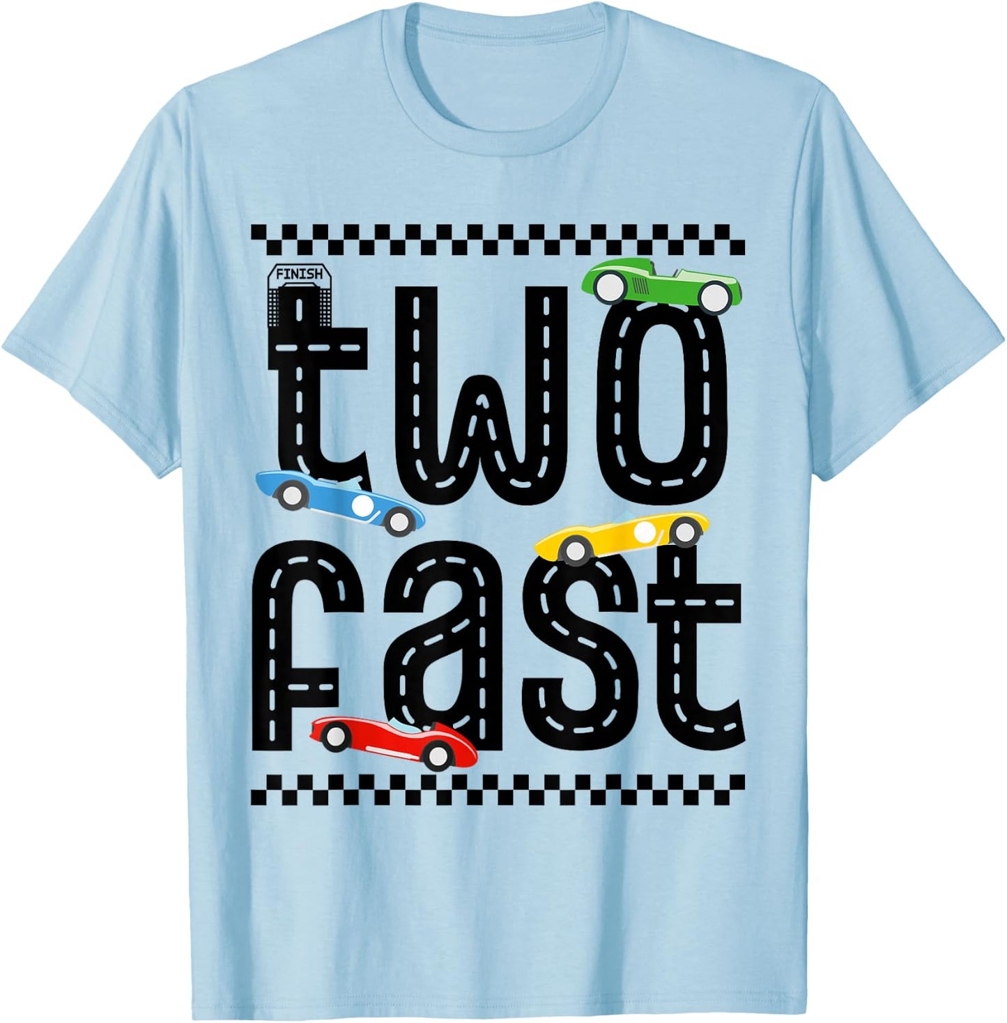 Two Fast 2 Curious Birthday 2 Years Old Race Car Speed T-Shirt - T-Shirt | Light Blue