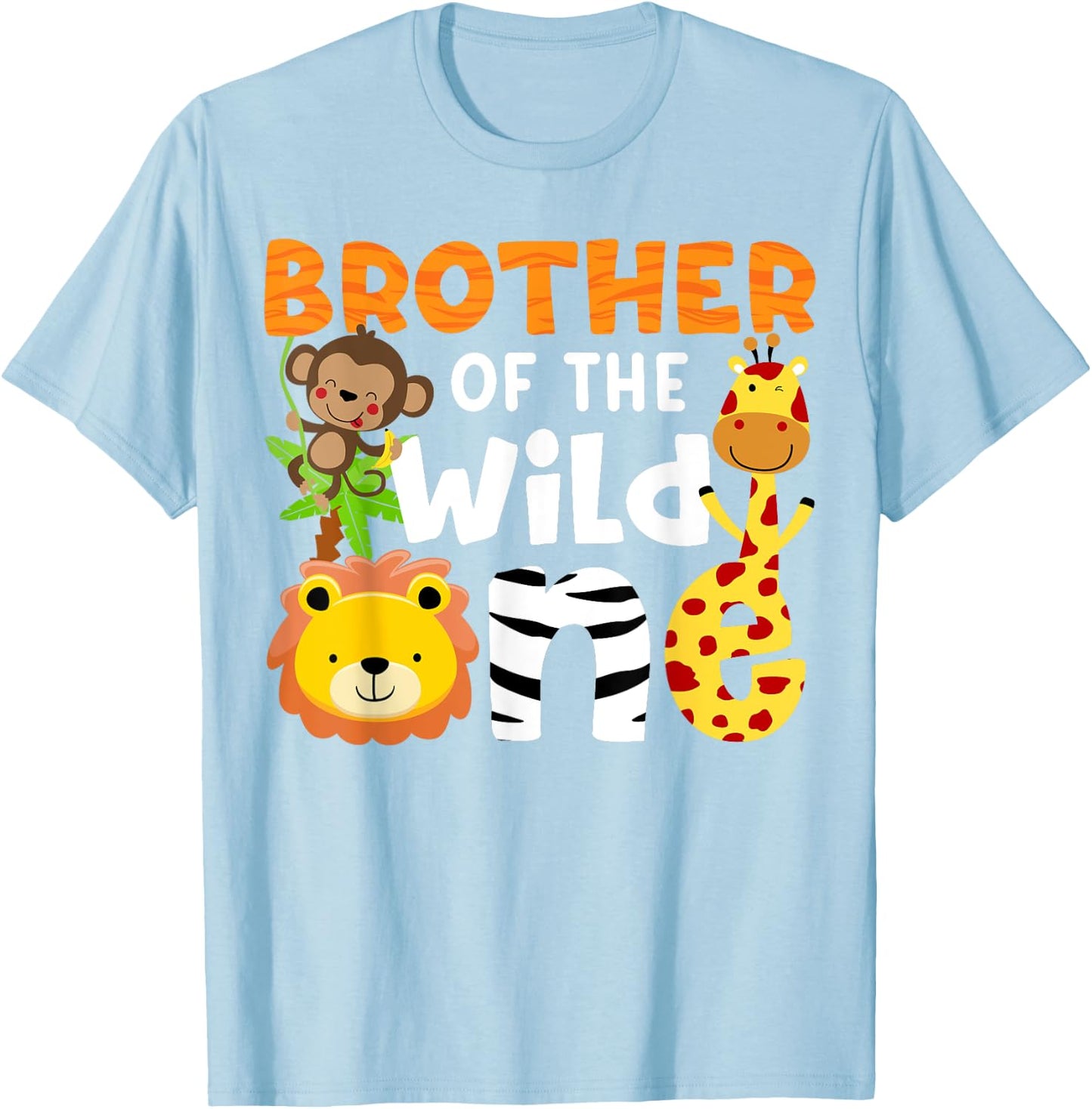 Brother of the Wild One Zoo Theme Bday Safari Jungle Animals T-Shirt - T-Shirt | Light Blue