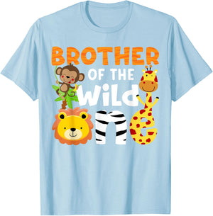 Brother of the Wild One Zoo Theme Bday Safari Jungle Animals T-Shirt - T-Shirt | Light Blue