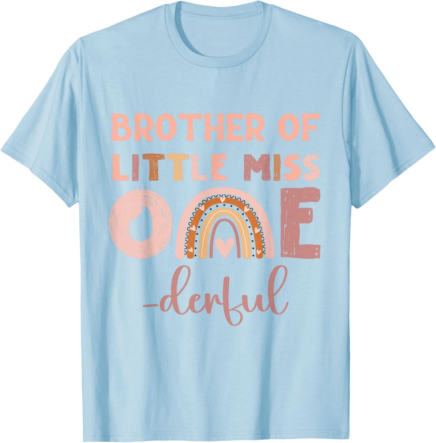 Boho Brother of Miss Onederful 1st Birthday Girl Cute T-Shirt - T-Shirt | Light Blue