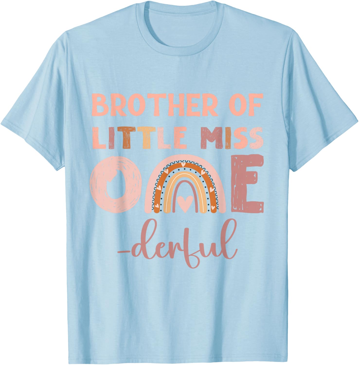 Boho Brother of Miss Onederful 1st Birthday Girl Cute T-Shirt - T-Shirt | Light Blue