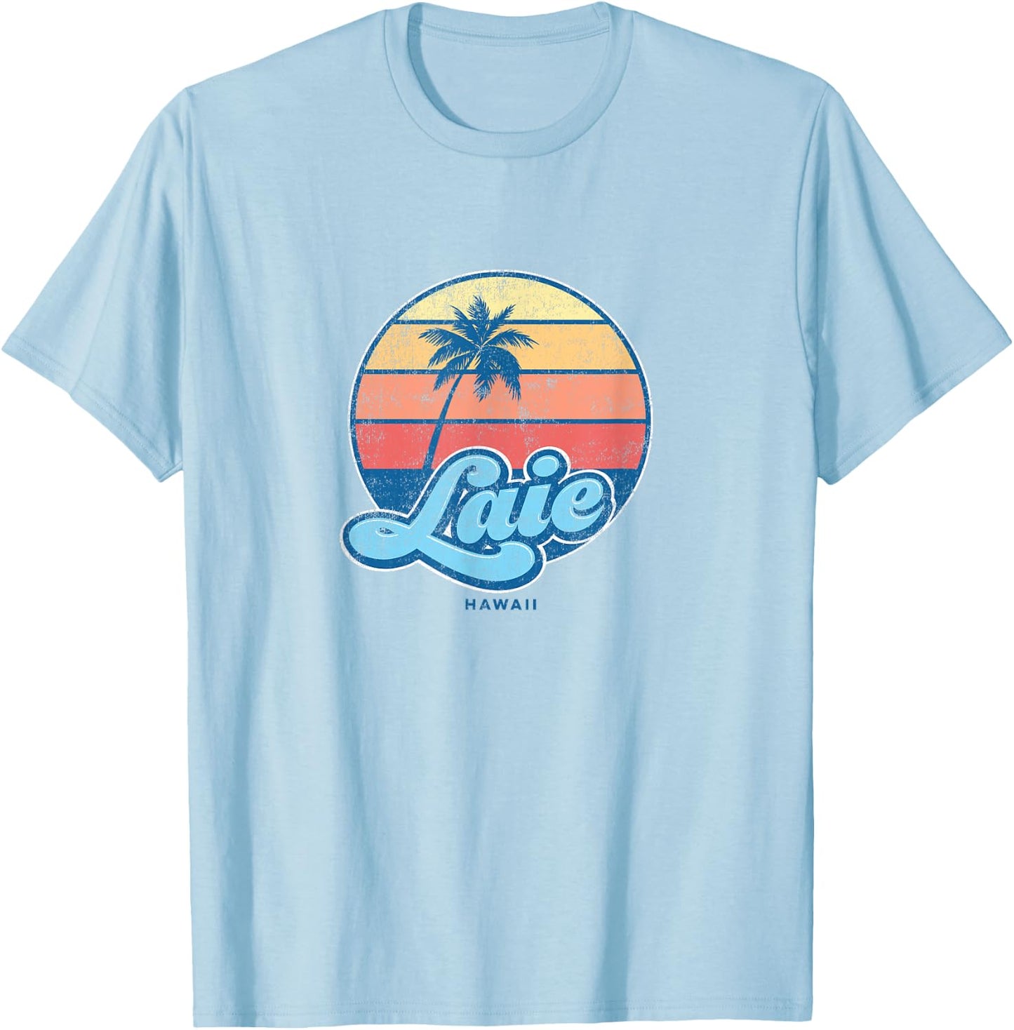 Vintage Laie Hawaii HI Classic 70s Retro Surfer T-Shirt - T-Shirt | Light Blue