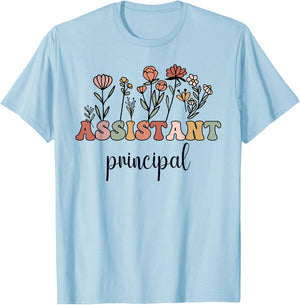 Assistant Principal Wildflower Groovy Women T-Shirt - T-Shirt | Light Blue